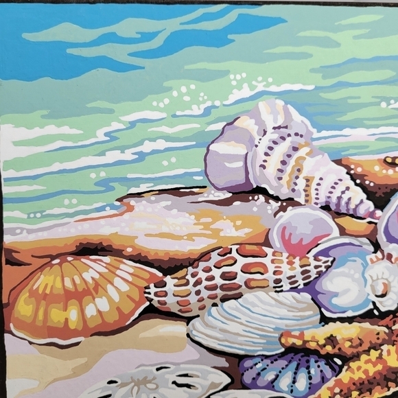 Shells Paint by Number Finished Acrylic Painting Finished 14 by 11 - Picture 13 of 17